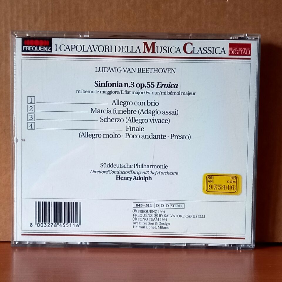 BEETHOVEN: SYMPHONY NO. 3 IN E-FLAT MAJOR ''EROICA'' OP. 55 / SÜDDEUTSCHE PHILHARMONIE, HENRY ADOLPH (1991) - CD 2.EL