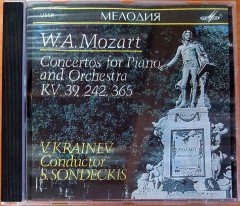 W.A. MOZART - CONCERTOS FOR PIANO AND ORCHESTRA KV 39, 242, 365 / V. KRAINEV CONDUCTOR S. SONDECKIS (1990) MELODIYA RECORD COMPANY / MADE IN USSR CD 2.EL