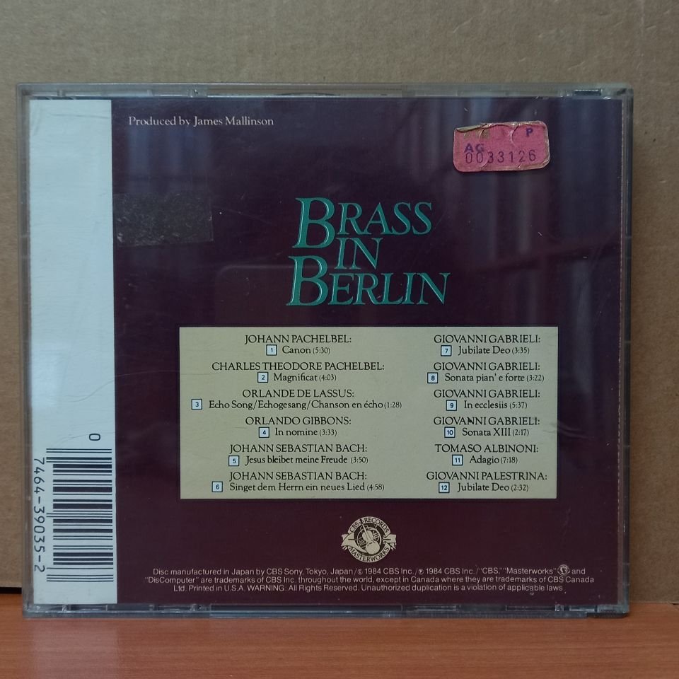 BRASS IN BERLIN - CANADIAN BRASS & THE BERLIN PHILHARMONIC BRASS / BACH, PACHELBEL, GABRIELI, ALBINONI (1984) - CD 2.EL