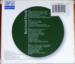 BEST LOVED HAYDN / SYMPHONIES NOS. 83 HEN, 101 CLOCK, 104 LONDON CONCERTOS FOR CELLO, TRUMPET, FLUTE, OBOE, HORN / HARRELL, MARRINER, KARAJAN, LEHAN (1995) - 4CD SERAPHIM BOX SET 2.EL