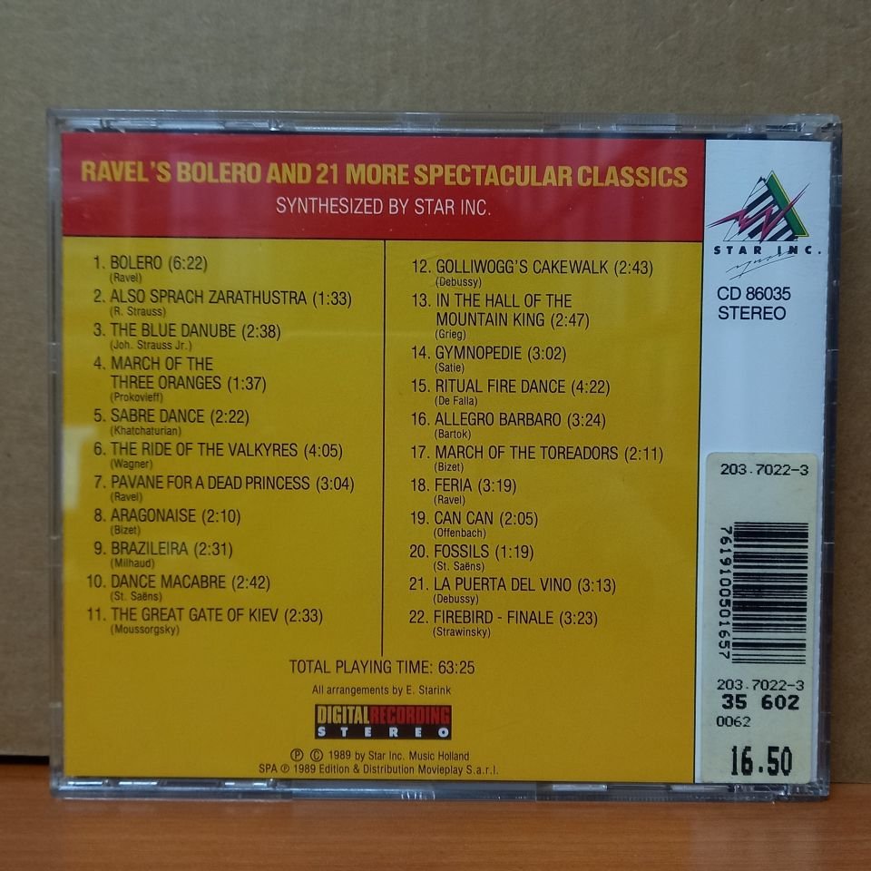 MAURICE RAVEL - BOLERO / SYNTHESIZED BY STAR INC. (1989) - CD 2.EL