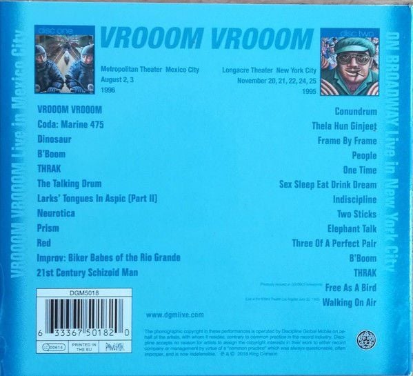 KING CRIMSON –  VROOOM VROOOM (2018) 2xCD DIGISLEEVE SIFIR