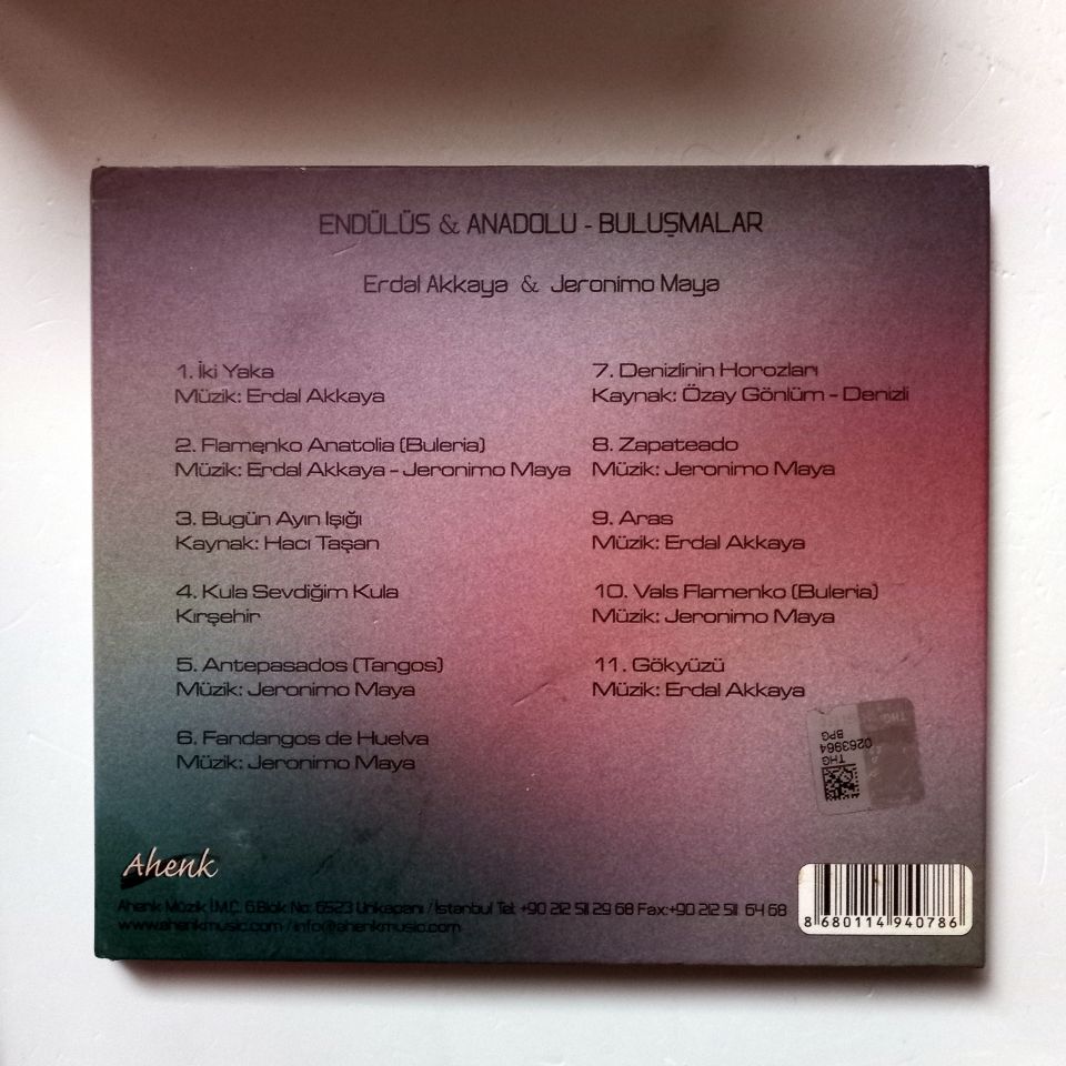 ERDAL AKKAYA & JERONİMO MAYA – ENDÜLÜS / ANADOLU - BULUŞMALAR (2014) - CD 2.EL