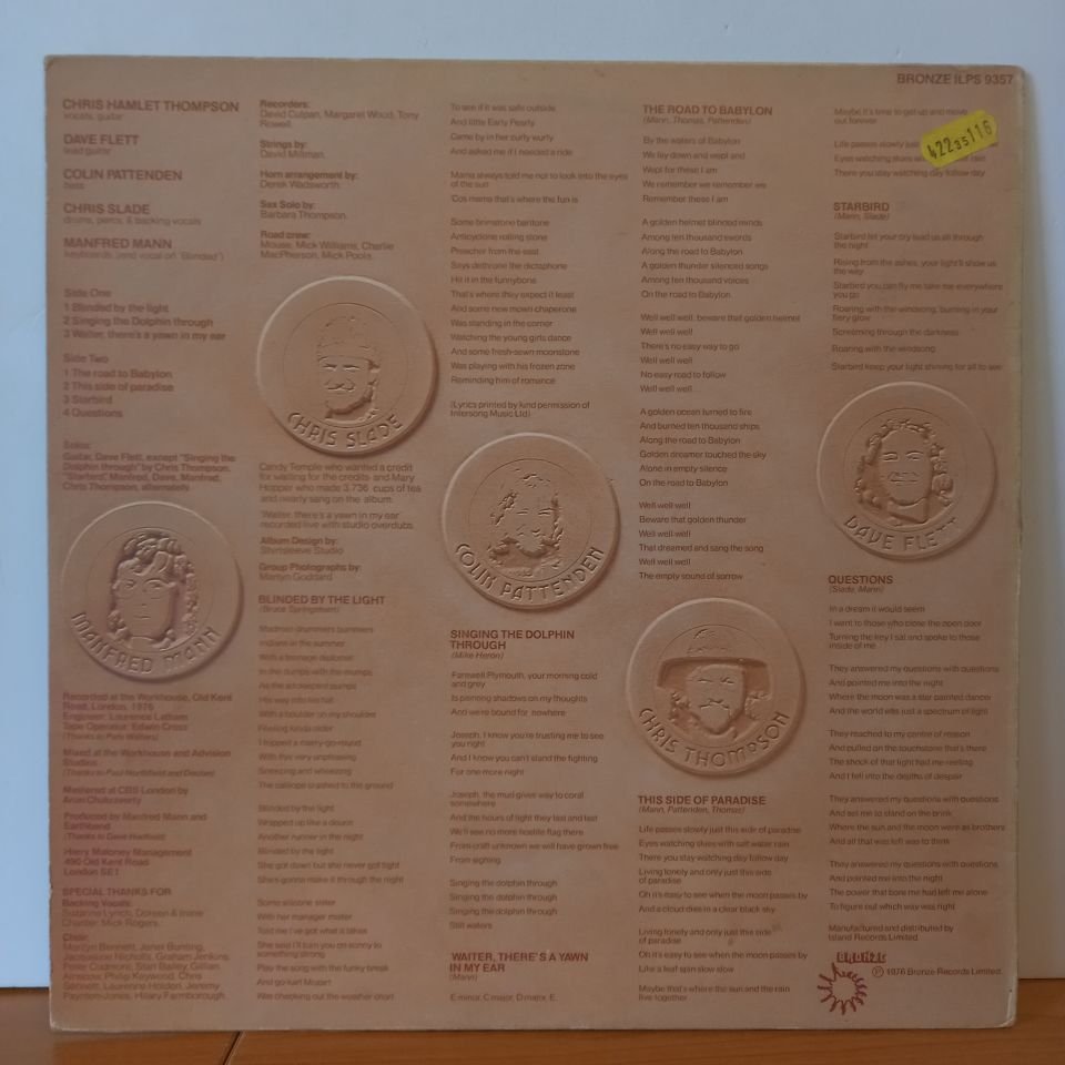 MANFRED MANN'S EARTH BAND – THE ROARING SILENCE (1976) - LP 2.EL PLAK