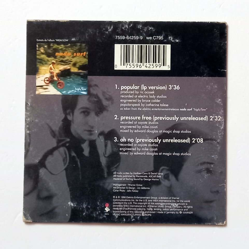 NADA SURF – POPULAR (1996) - CD SINGLE DIGISLEEVE 2.EL