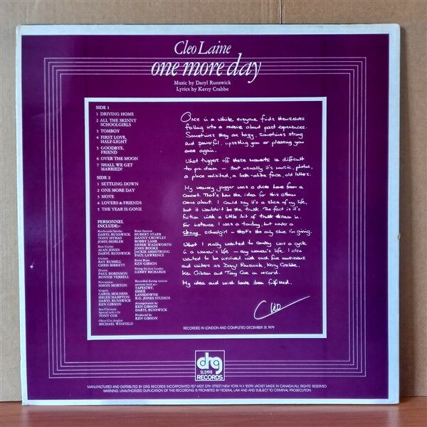 CLEO LAINE – ONE MORE DAY - LP 2.EL PLAK