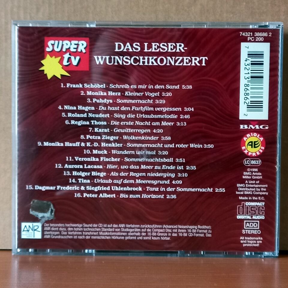 DAS LESER-WUNSCHKONZERT / REGINA THOSS, VERONIKA FISCHER, PUHDYS, FRANK SCHÖBEL, KARAT, NINA HAGEN, TINA (1996) - CD 2.EL