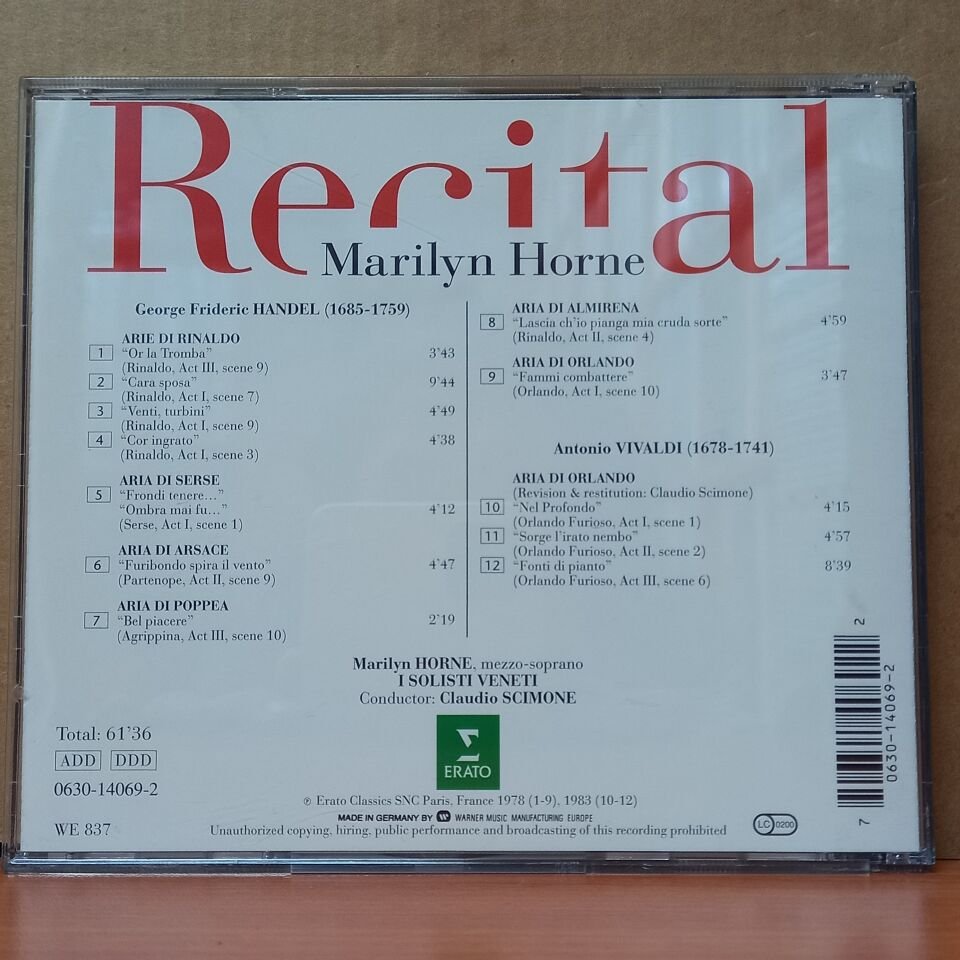 HANDEL, VIVALDI - MARILYN HORNE: RECITAL / SOLISTI VENETI, CLAUDIO SCIMONE - CD 2.EL