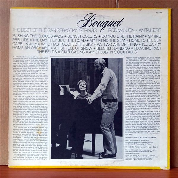 BOUQUET / THE BEST OF THE SAN SEBASTIAN STRINGS / WORDS WRITTEN BY ROD MCKUEN MUSIC COMPOSED BY ANITA KERR (1974) - LP 2.EL PLAK