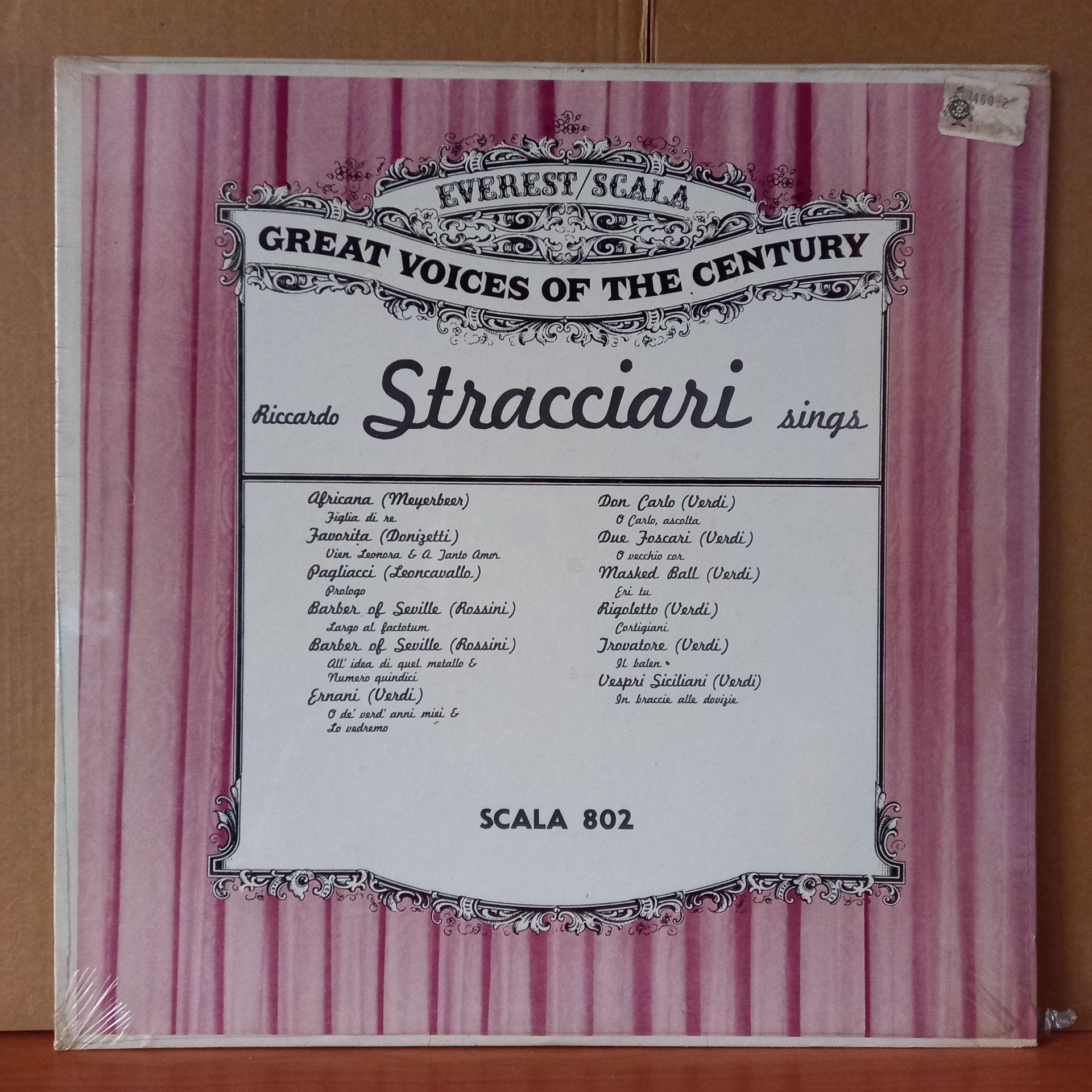 RICCARDO STRACCIARI – GREAT VOICES OF THE CENTURY / RICCARDO STRACCIARI SINGS MEYERBEER, DONIZETTI, ROSSINI, VERDI - LP DÖNEM BASKISI SIFIR PLAK