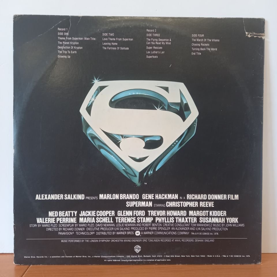 JOHN WILLIAMS – SUPERMAN MOVIE SOUNDTRACK (1978) - 2LP 2.EL PLAK