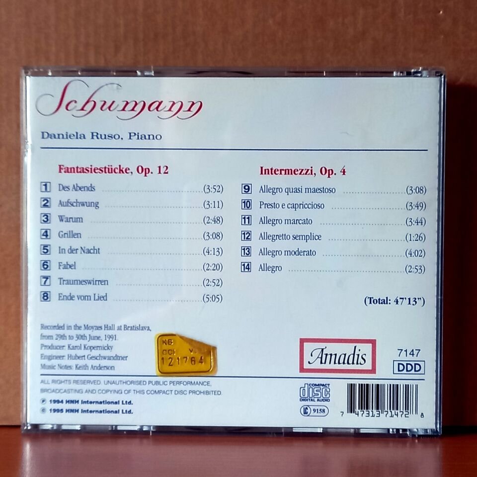 SCHUMANN: INTERMEZZI, PHANTASIESTÜCKE / DANIELA RUSO (1995) - CD 2.EL
