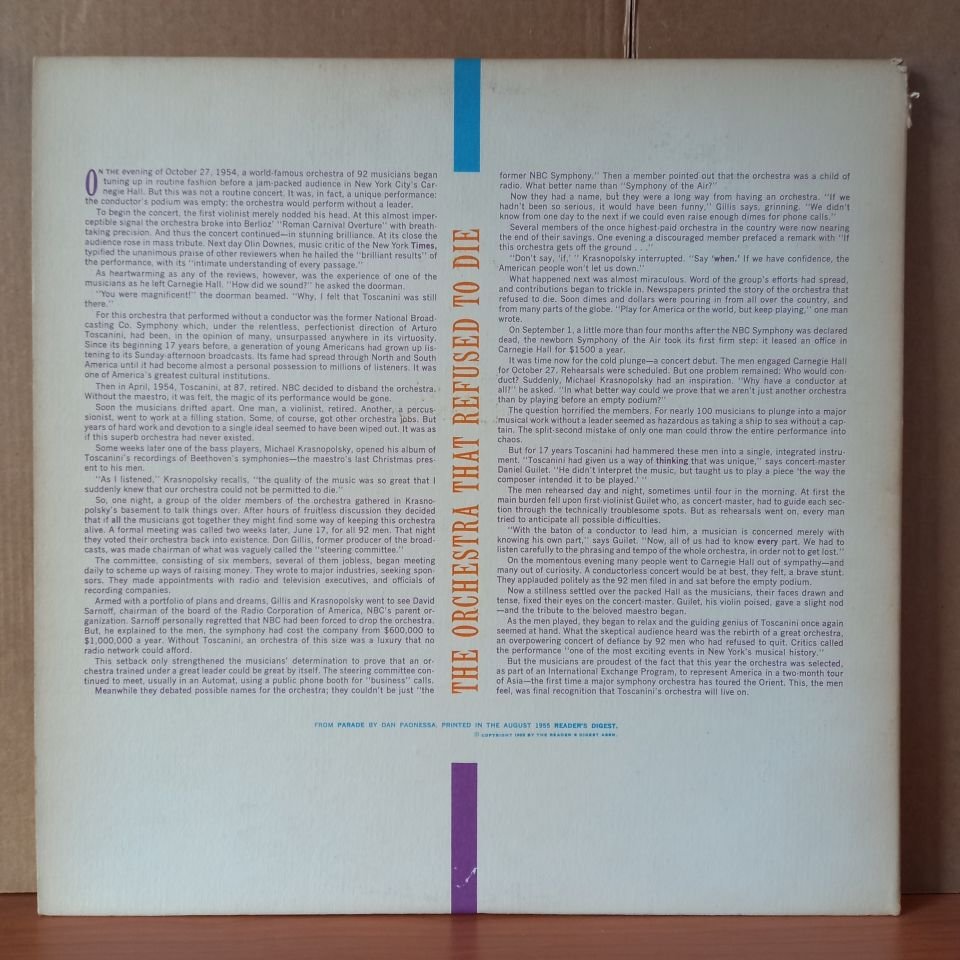 TRIBUTE TO ARTURO TOSCANINI / THE ORCHESTRA THAT REFUSED TO DIE / SYMPHONY OF THE AIR (1958) - 2LP 2.EL PLAK