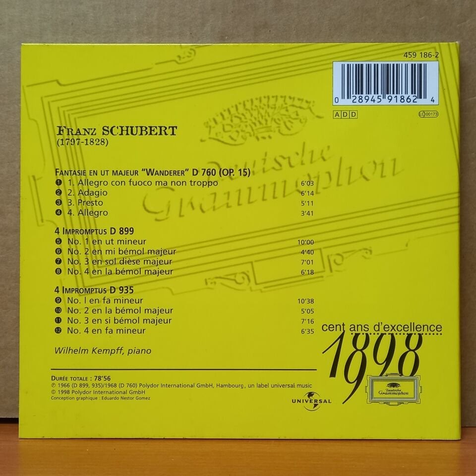 SCHUBERT, WILHELM KEMPFF - WANDERER-FANTAISIE / IMPROMPTUS (1998) - CD 2.EL