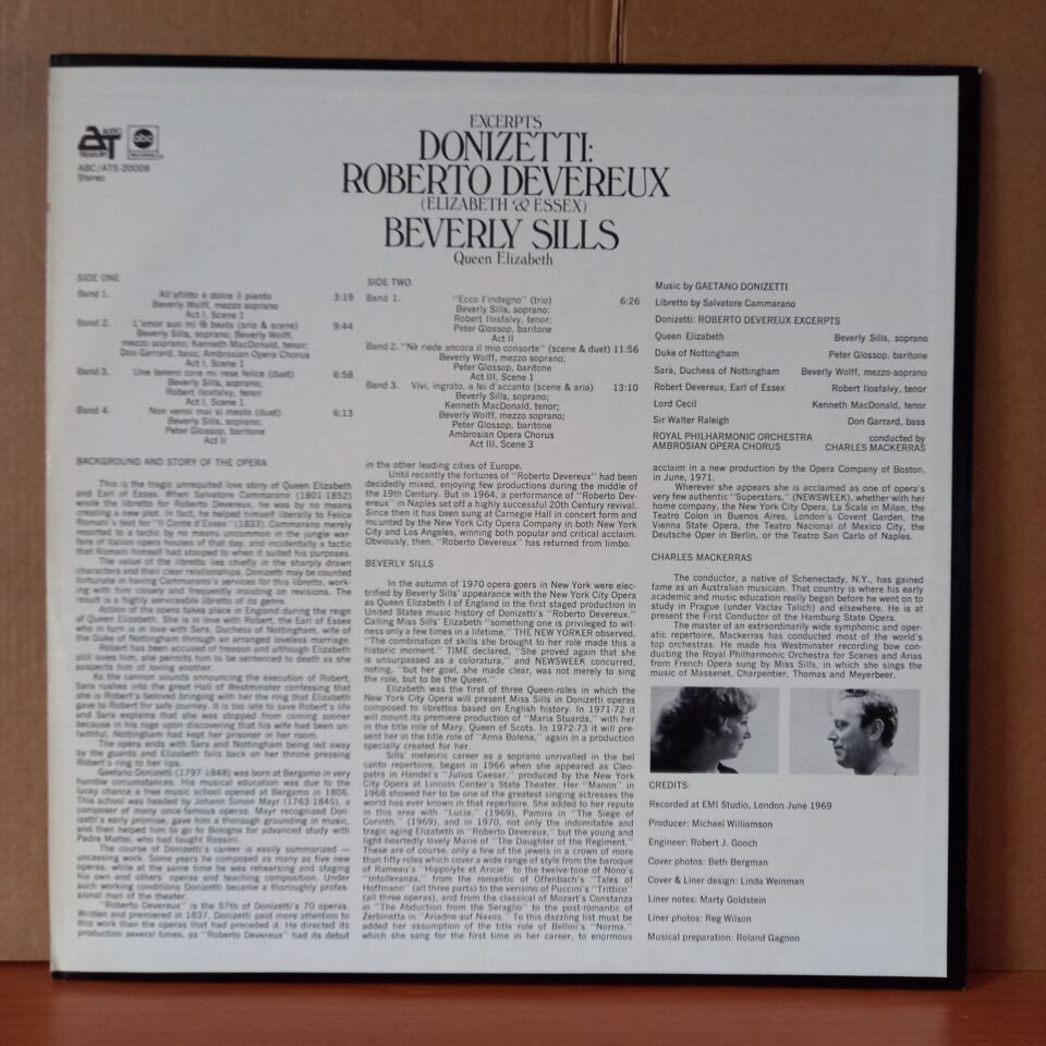 EXCERPTS DONIZETTI: ROBERTO DEVEREUX [ELIZABETH & ESSEX] BEVERLY SILLS (1969) - LP 2.EL PLAK