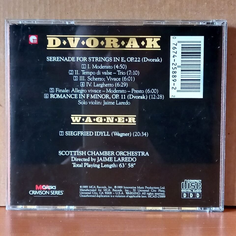 DVORAK: SERENADE FOR STRINGS IN E, OP 22, ROMANCE IN F MINOR, OP.II / WAGNER: SIEGFRIED IDYLL / SCOTTISH CHAMBER ORECHESTRA DIRECTED BY JAIME LAREDO (1989) - CD 2.EL