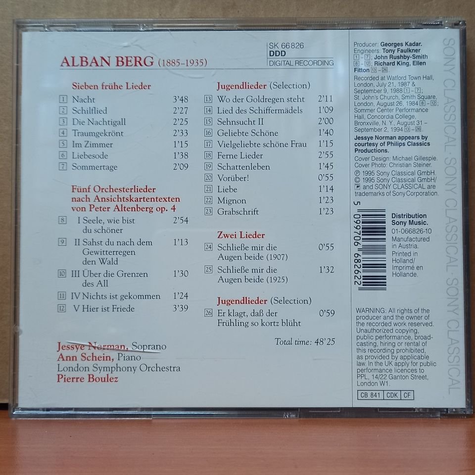 JESSYE NORMAN, ALBAN BERG, LONDON SYMPHONY ORCHESTRA, PIERRE BOULEZ - SEVEN EARLY SONGS / ALTENBERG SONGS / YOUTHFUL SONGS (1995) - CD 2.EL