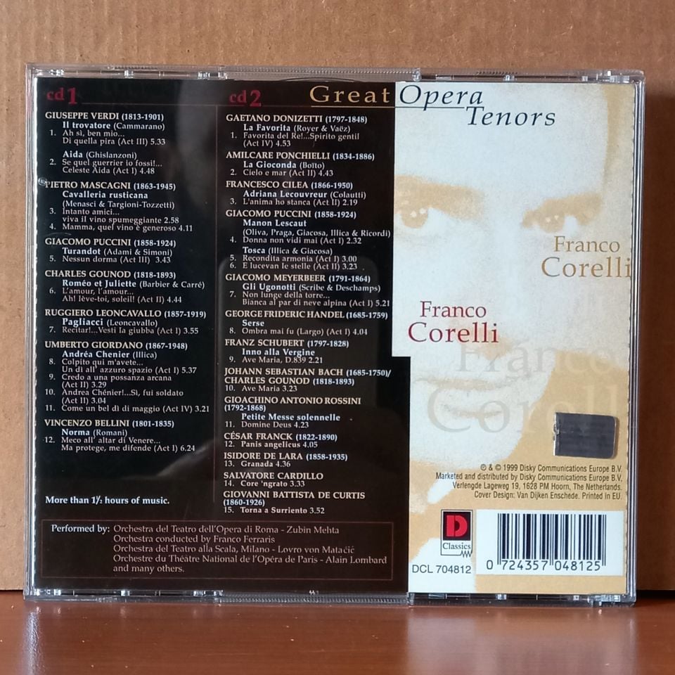 FRANCO CORELLI / GOUNOD, BACH, ROSSINI, SCHUBERT, VERDI / GREAT OPERA TENORS (1999) - 2CD 2.EL