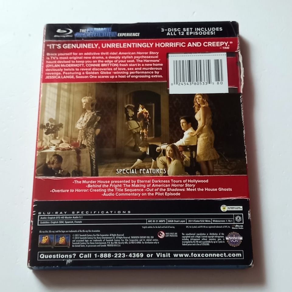 AMERICAN HORROR STORY / THE COMPLETE FIRST SEASON- 3 DİSK BLU-RAY SLIPCOVER REGION A 2.EL TR ALTYAZI YOKTUR