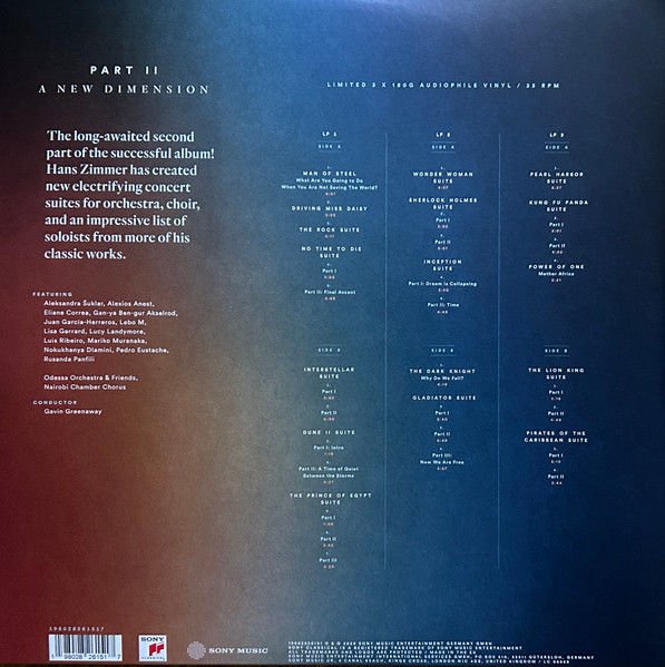 HANS ZIMMER - THE WORLD OF HANS ZIMMER PART II / A NEW DIMENSION (2025) - 3LP 180GR LIMITED EDITION SIFIR PLAK