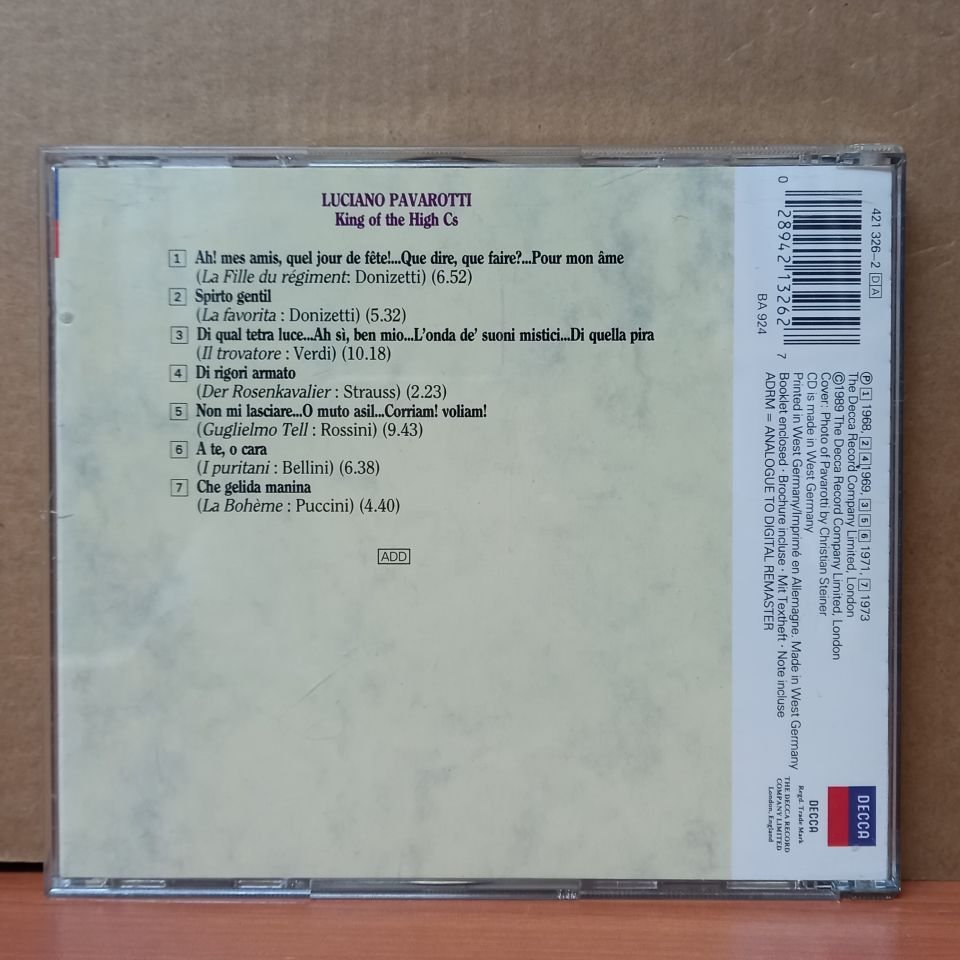 LUCIANO PAVAROTTI - KING OF THE HIGH C'S (1989) - CD 2.EL