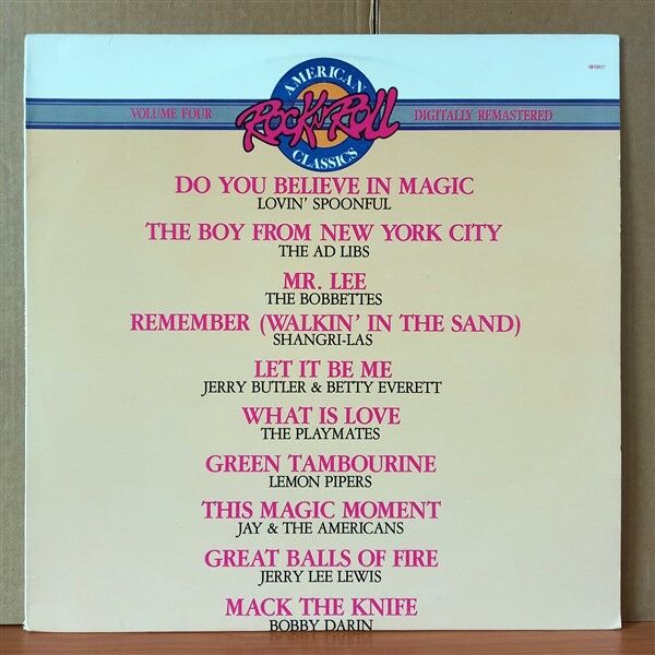 AMERICAN ROCK 'N' ROLL CLASSICS: VOLUME FOUR / JERRY LEE LEWIS, BOBBY DRAIN, THE BOBBETTES, THE AD LIBS, THE PLAYMATES (1988) - LP 2.EL PLAK