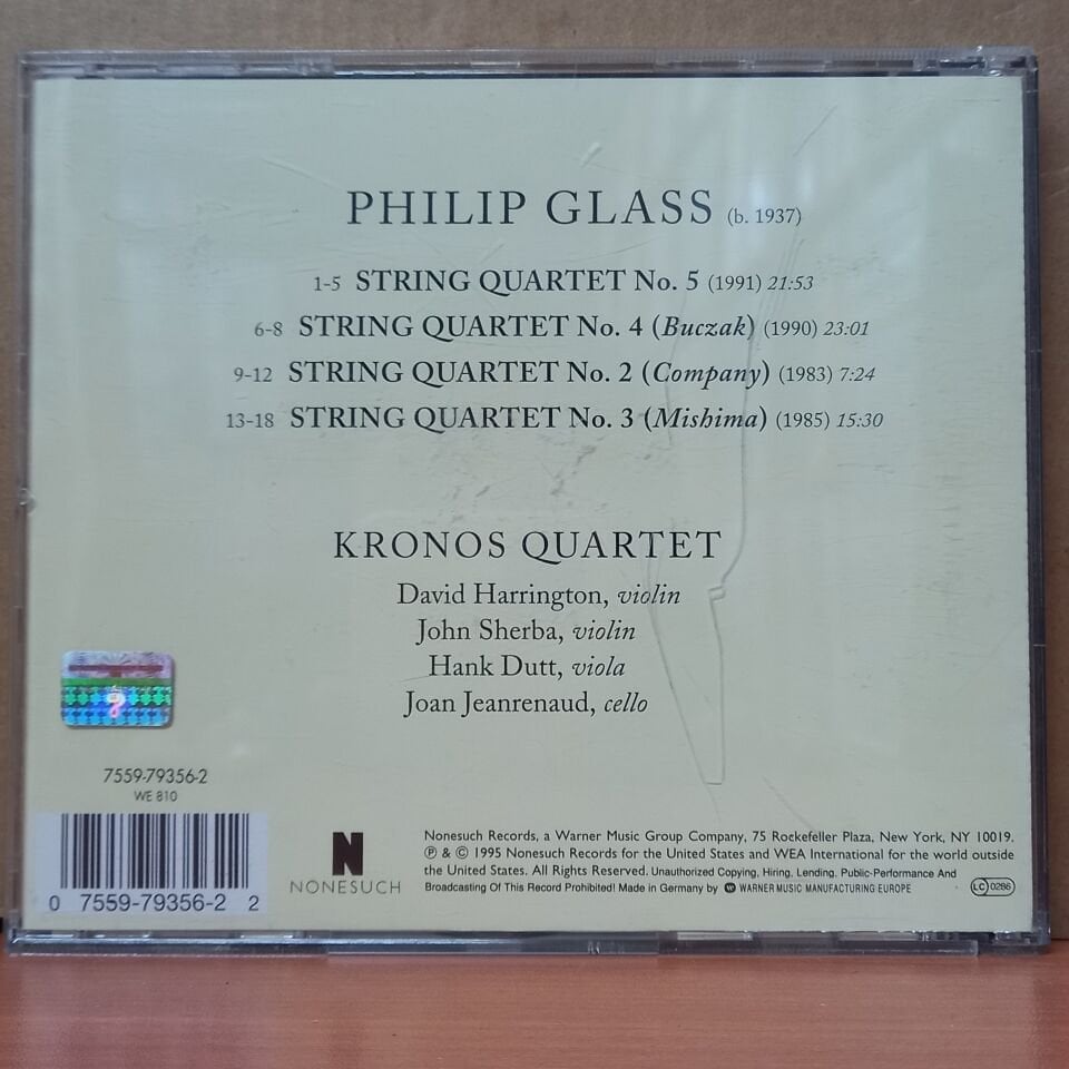 KRONOS QUARTET PERFORMS PHILIP GLASS – KRONOS QUARTET PERFORMS PHILIP GLASS (1995) - CD 2.EL