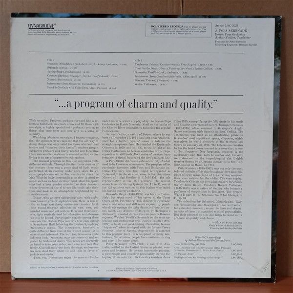 A POPS SERENADE / BOSTON POPS, ARTHUR FIEDLER (1969) - LP 2.EL PLAK
