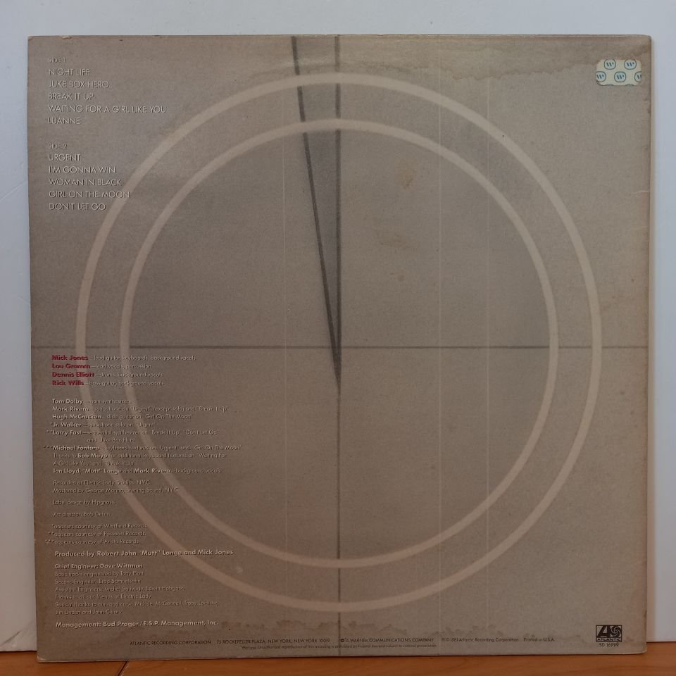 FOREIGNER – 4 (1981) - LP 2.EL PLAK