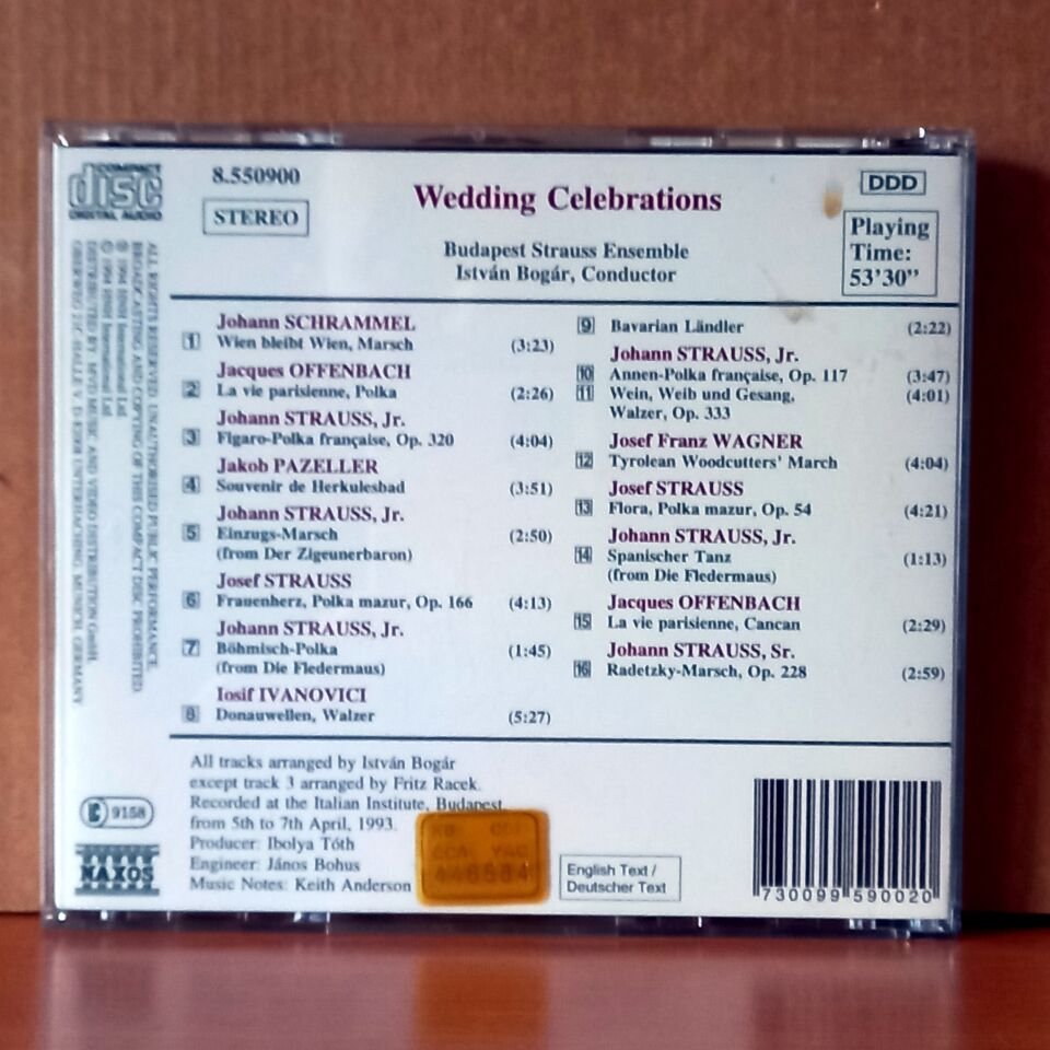 WEDDING CELEBRATIONS / MARCHES ·POLKAS · WALTZES / BUDAPEST STRAUSS ENSEMBLE, ISTVAN BOGAR (1994) - CD 2.EL