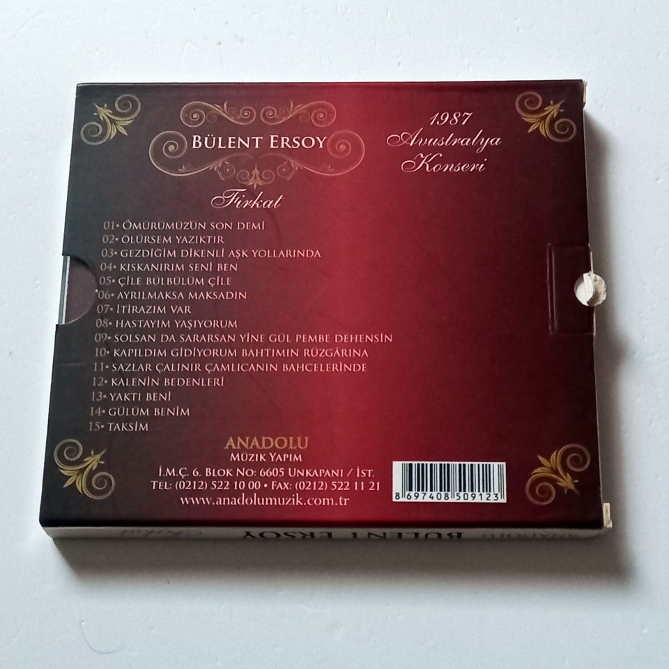 BÜLENT ERSOY - FİRKAT / 1987 AVUSTRALYA KONSERİ (2011) - CD 2.EL