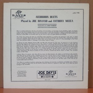 ITALIAN FAVORITES / ACCORDION DUETS PLAYED BY JOE BIVIANO AND TONY MECCA - LP 2.EL PLAK