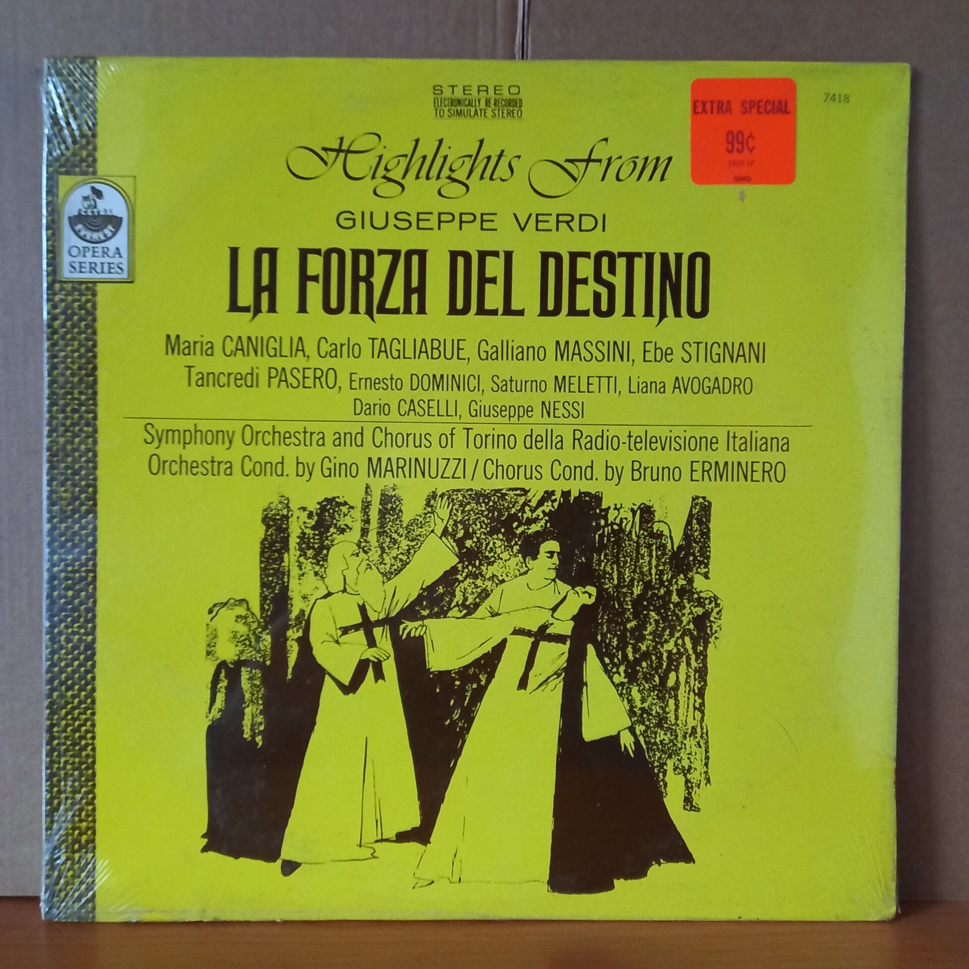 GIUSEPPE VERDI: HIGHLIGHTS FROM LA FORZA DEL DESTINO / MARIA CANIGLIA, CARLO TAGLIABUE, GALLIANO MASSINI, EBE STIGNANI, TANCREDI PASERO, ERNESTO DOMINICI - LP DÖNEM BASKISI SIFIR PLAK