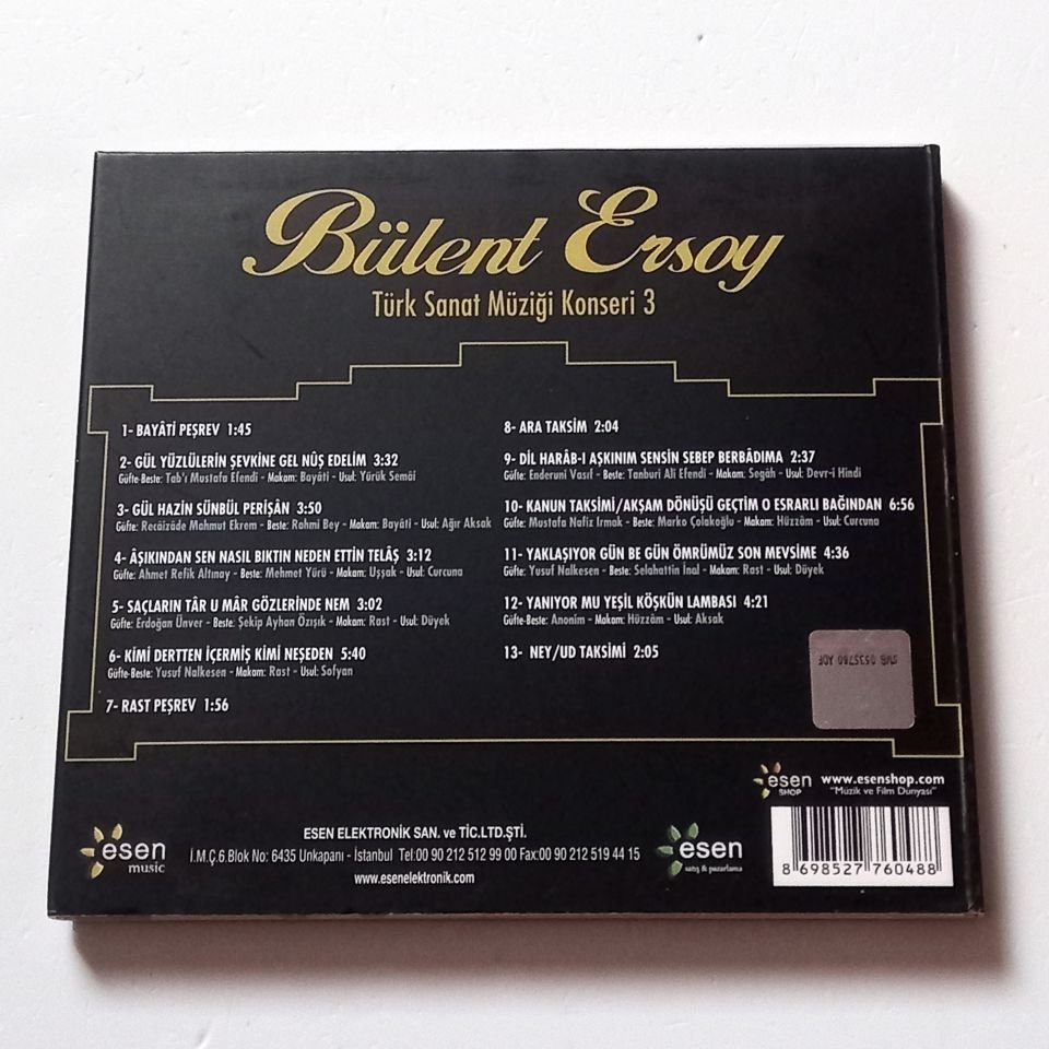 BÜLENT ERSOY - TÜRK SANAT MÜZİĞİ KONSERİ 3 (1993) - CD DIGIPAK 2.EL