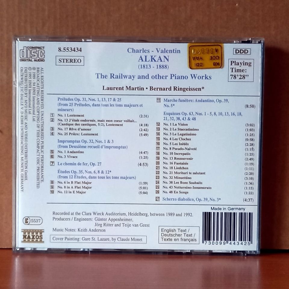 ALKAN: THE RAILWAY · PRÉLUDES · ETUDES · ESQUISSES AND OTHERS /LAURENT MARTIN · BERNARD RINGEISSEN (1995) - CD 2.EL