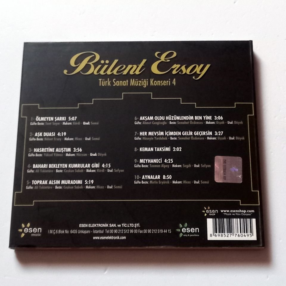 BÜLENT ERSOY - TÜRK SANAT MÜZİĞİ KONSERİ 4 (1993) - CD DIGIPAK 2.EL