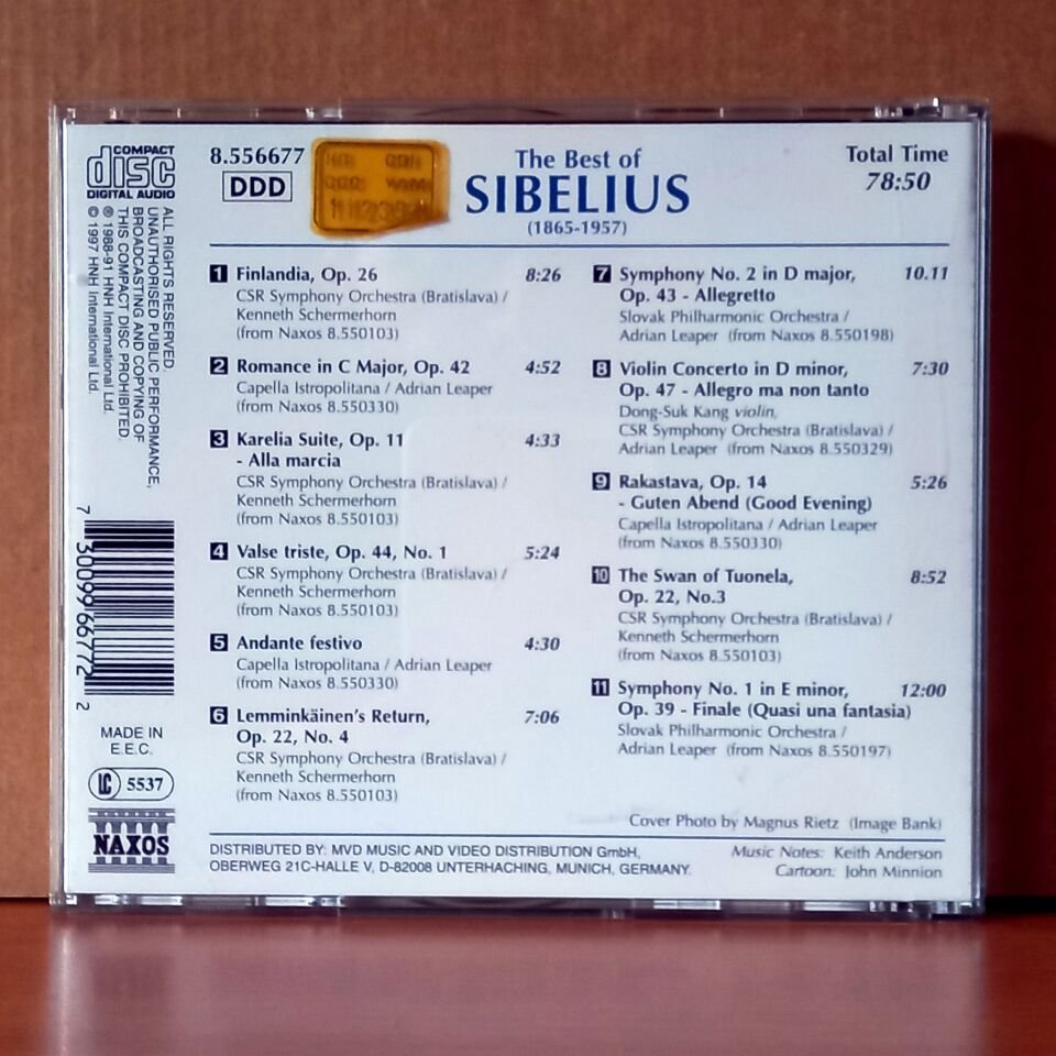 THE BEST OF SIBELIUS / FINLANDIA, SYMPHONIES 1&2, KARELINA SUITE, VIOLIN CONCERTO, THE SWAN OF TOUNELA, VALSE TRISTE, RAKASTAVA (1997) - CD 2.EL
