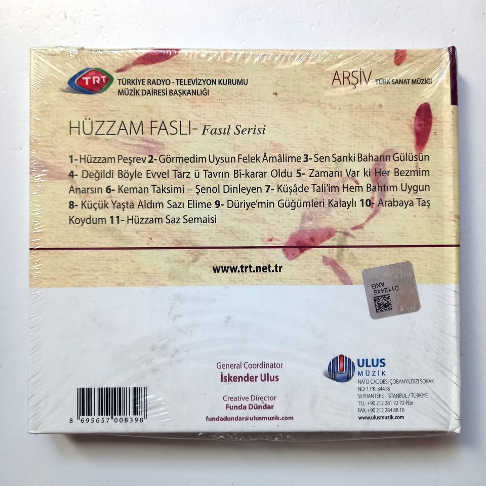 TRT ANKARA RADYOSU SES-SAZ SANATÇILARI - HÜZZAM FASLI / TÜRK SANAT MÜZİĞİ / TRT ARŞİV SERİSİ 228 - CD SIFIR
