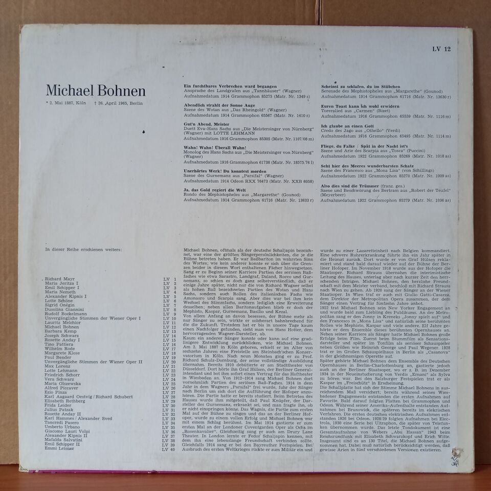 MICHAEL BOHNEN / LEBENDIGE VERGANGENHEIT - LP 2.EL PLAK