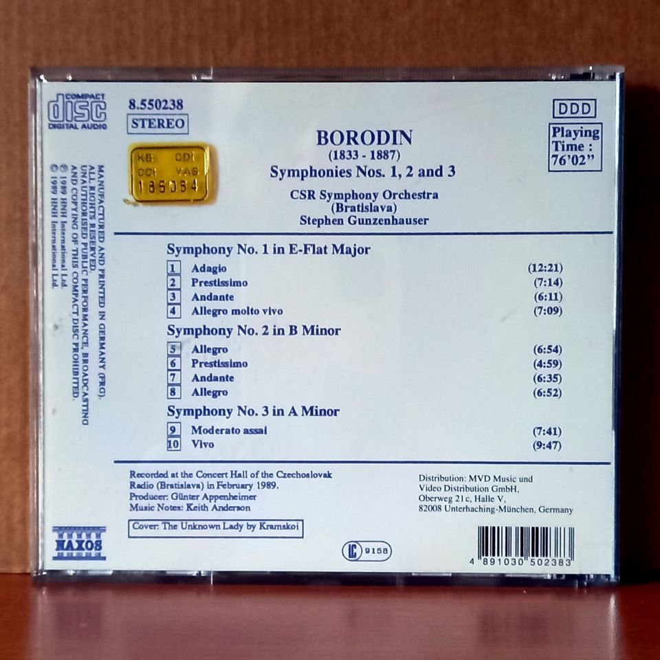 BORODIN: SYMPHONIES NOS. 1, 2 AND 3 / CSR SYMPHONY ORCHESTRA [BRATISLAVA], STEPHEN GUNZENHAUSER (1989) - CD 2.EL