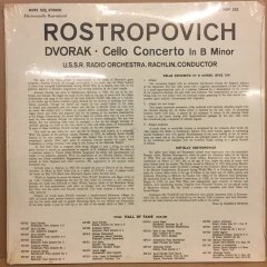 DVORAK CELLO CONCERTO ROSTROPOVICH USSR RADIO ORC. RACHLIN DÖNEM BASKISI SIFIR PLAK