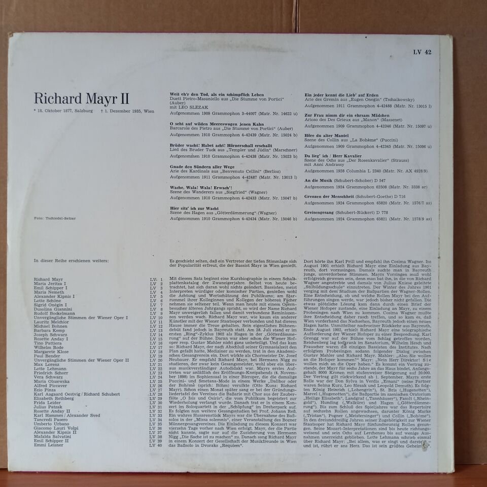 RICHARD MAYR II / LEBENDIGE VERGANGENHEIT - LP 2.EL PLAK