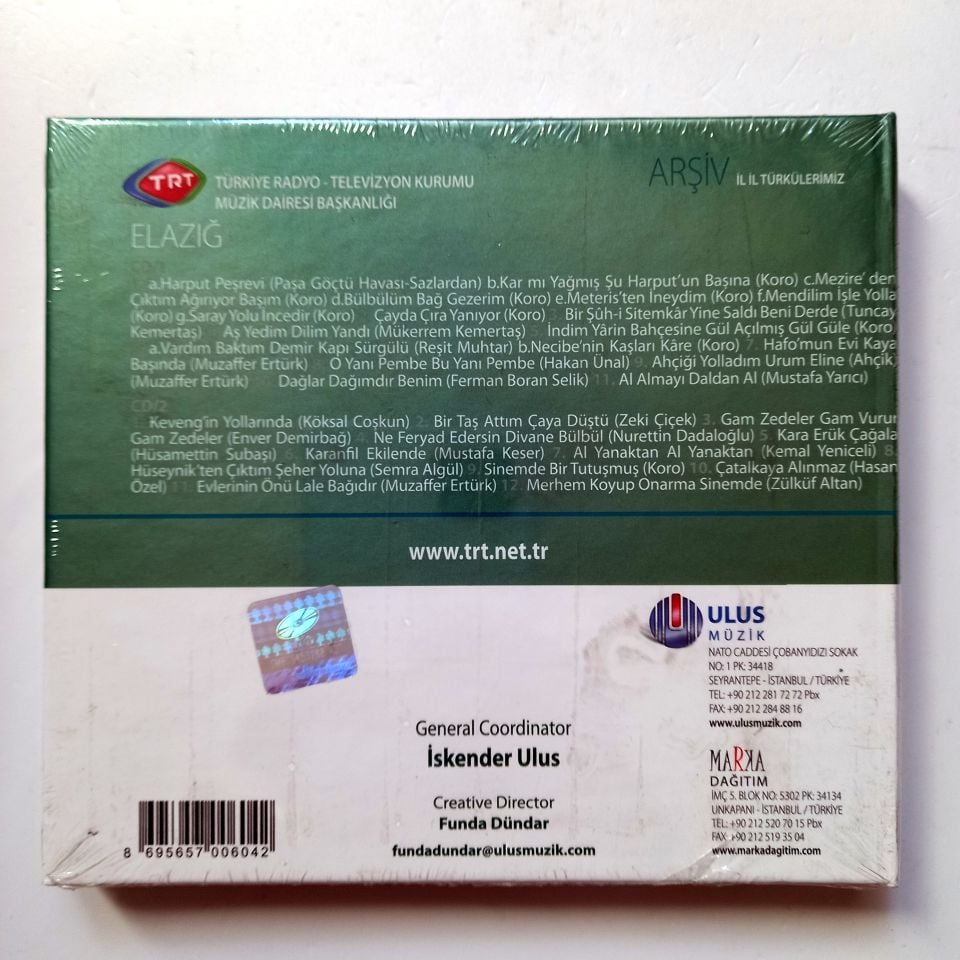 ELAZIĞ /İL İL TÜRKÜLERİMİZ / TRT ARŞİV SERİSİ 74 - 2CD SIFIR