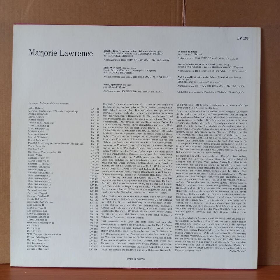 MARJORIE LAWRENCE / LEBENDIGE VERGANGENHEIT - LP 2.EL PLAK