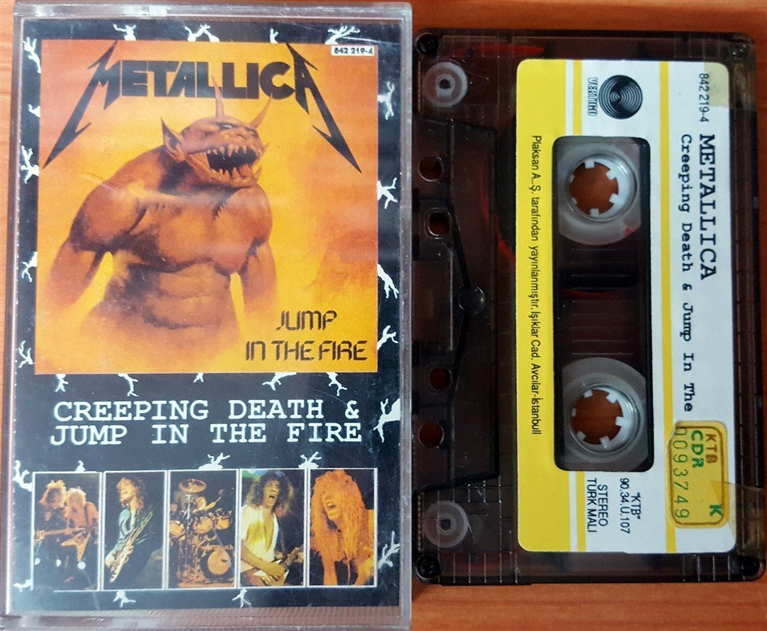 METALLICA - CREEPING DEATH & JUMP IN THE FIRE (1990) PLAKSAN CASSETTE MADE IN TURKEY ''USED'' PAPER LABEL