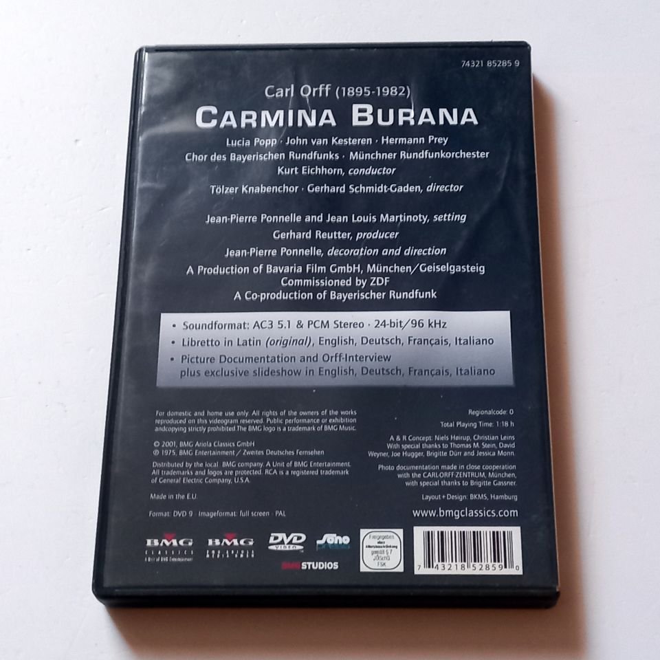 CARL ORFF - CARMINA BURANA, LUCIA POPP, HERMANN PREY (2001) - DVD 2.EL