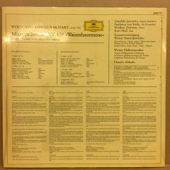 MOZART MESSE KV 139 VIENNA PHIL. CLAUDIO ABBADO 1976 2.EL PLAK
