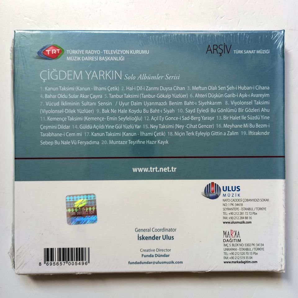 ÇİĞDEM YARKIN / TÜRK SANAT MÜZİĞİ / TRT ARŞİV SERİSİ 35 - CD SIFIR