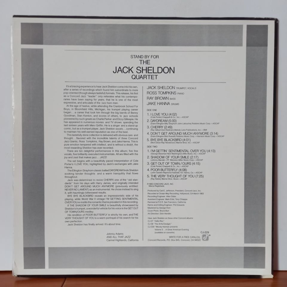 THE JACK SHELDON QUARTET – STAND BY FOR (1983) RAY BROWN - LP 2.EL PLAK