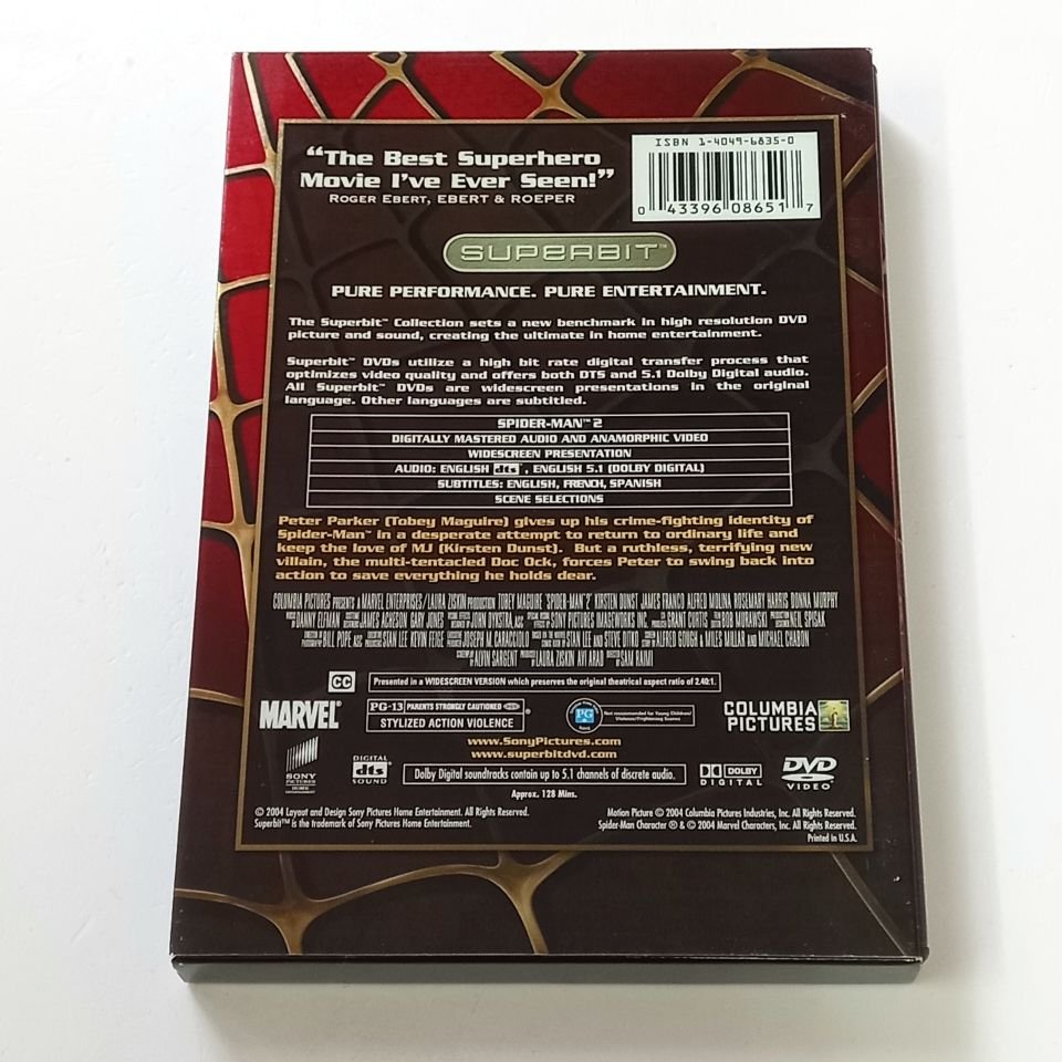 SPIDER-MAN 2 - TOBEY MAGUIRE, KIRSTEN DUNST, JAMES FRANCO - YÖN.: SAM RAIMI - DVD SUPERBIT COLLECTION SLIPCOVER 2.EL 1. BÖLGE TR ALTYAZI YOKTUR